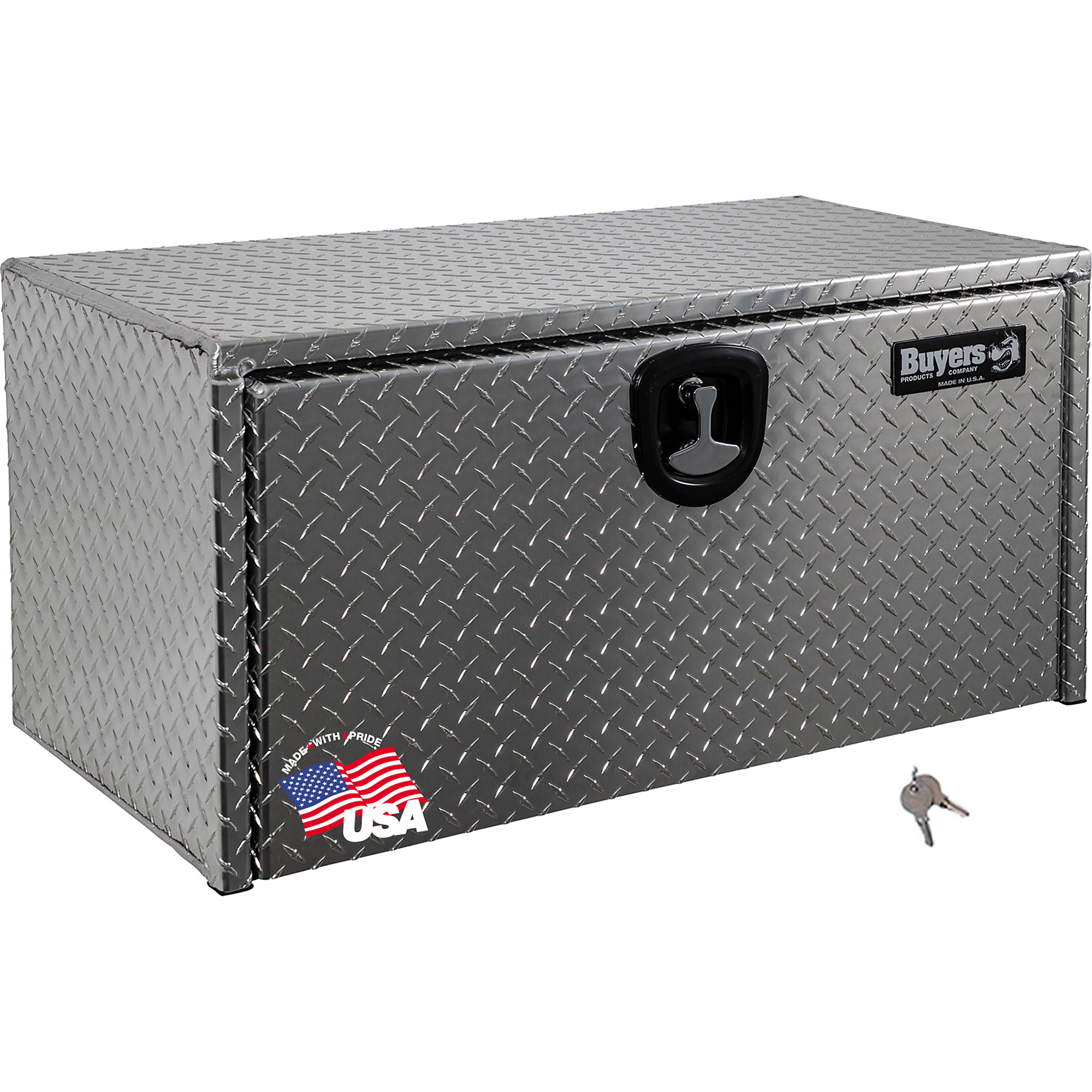 Buyers Products, 36x20x20in. Underbody Truck Bed Tool Job Storage Box, Width 36 in, Material Aluminum, Color Finish Diamond Plate Silver, Model# 1705118